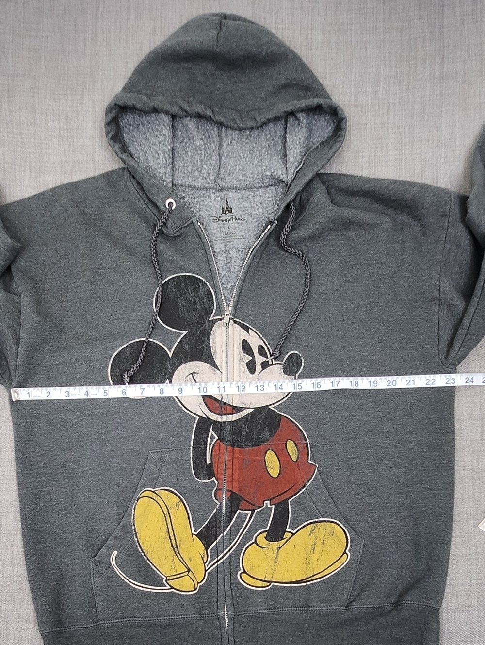 Disney Parks × Hanes Mickey Mouse Grey Zip Up Hooded Sweater.  Large - Picture 5 of 6